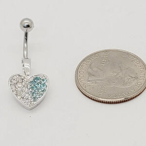 New Sterling Silver CZ Belly Button Navel Ring